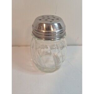 Halco 3-1/2" Glass Grated Cheese Shaker Swirl with Metal Cap Made In USA